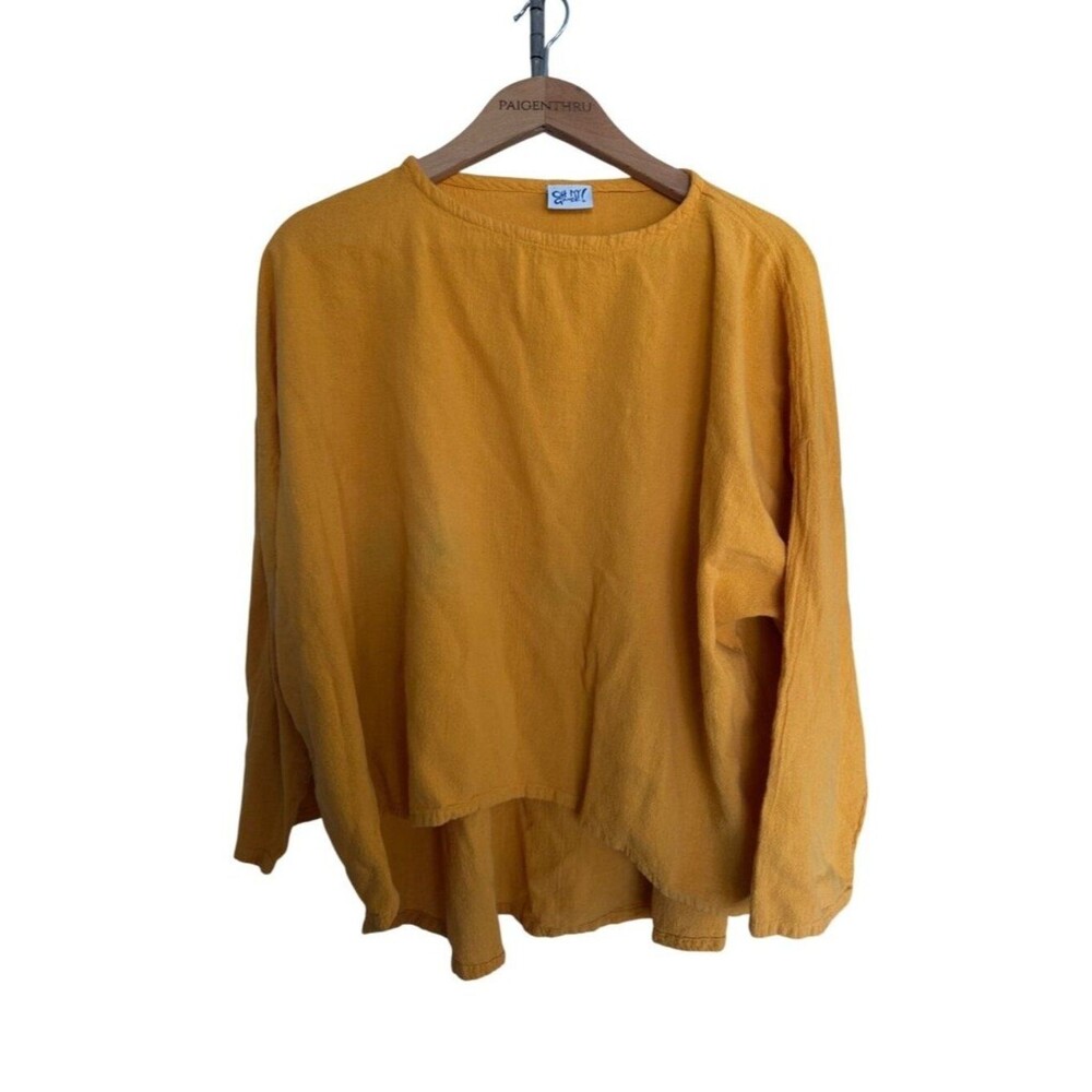 Oh My Gauze Women's 2/L Golden Long Sleeve Cotton Blouse Top Sustainable